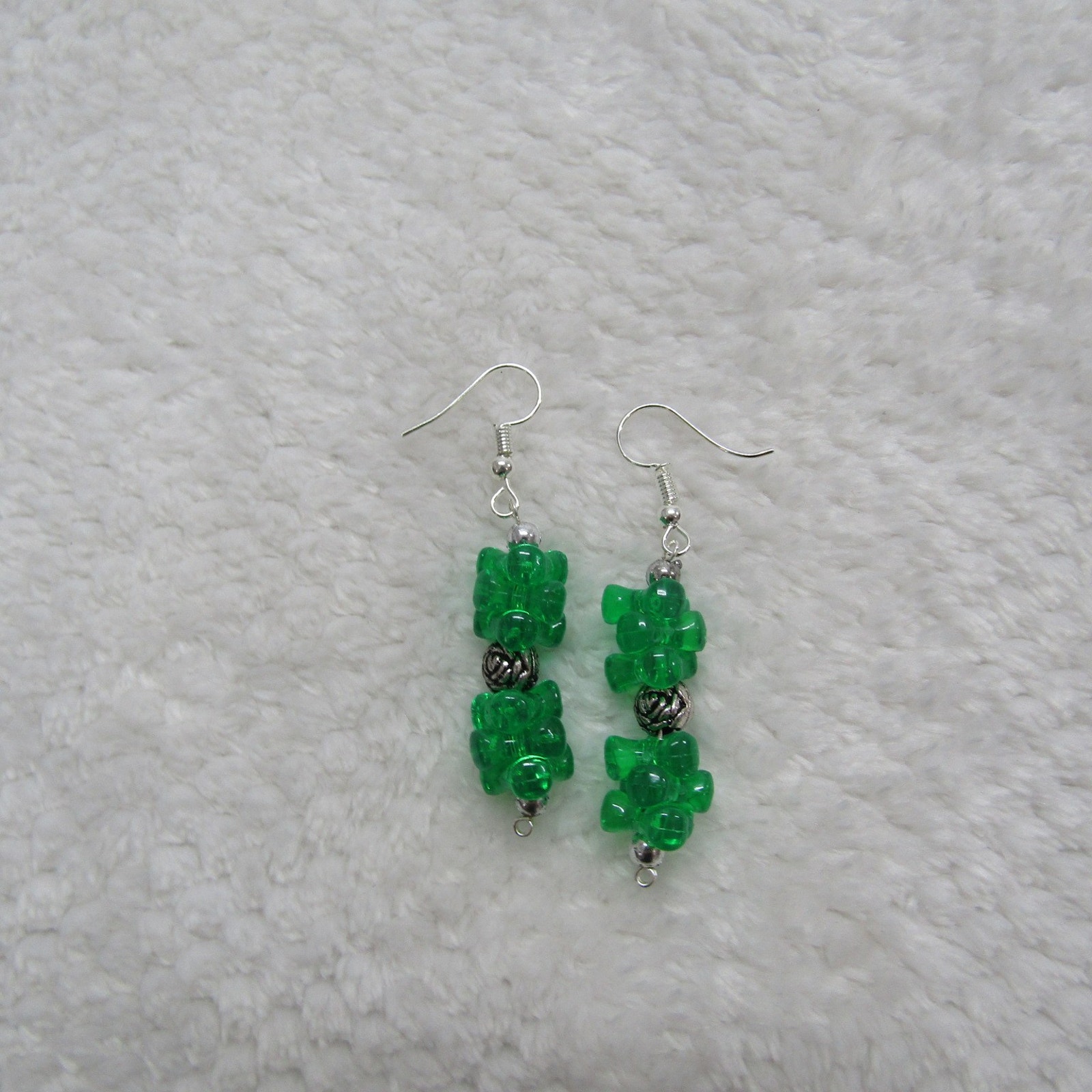 Silver Plated Green Drop Earrings For Women Teen Gift Idea Holiday Casual 9$